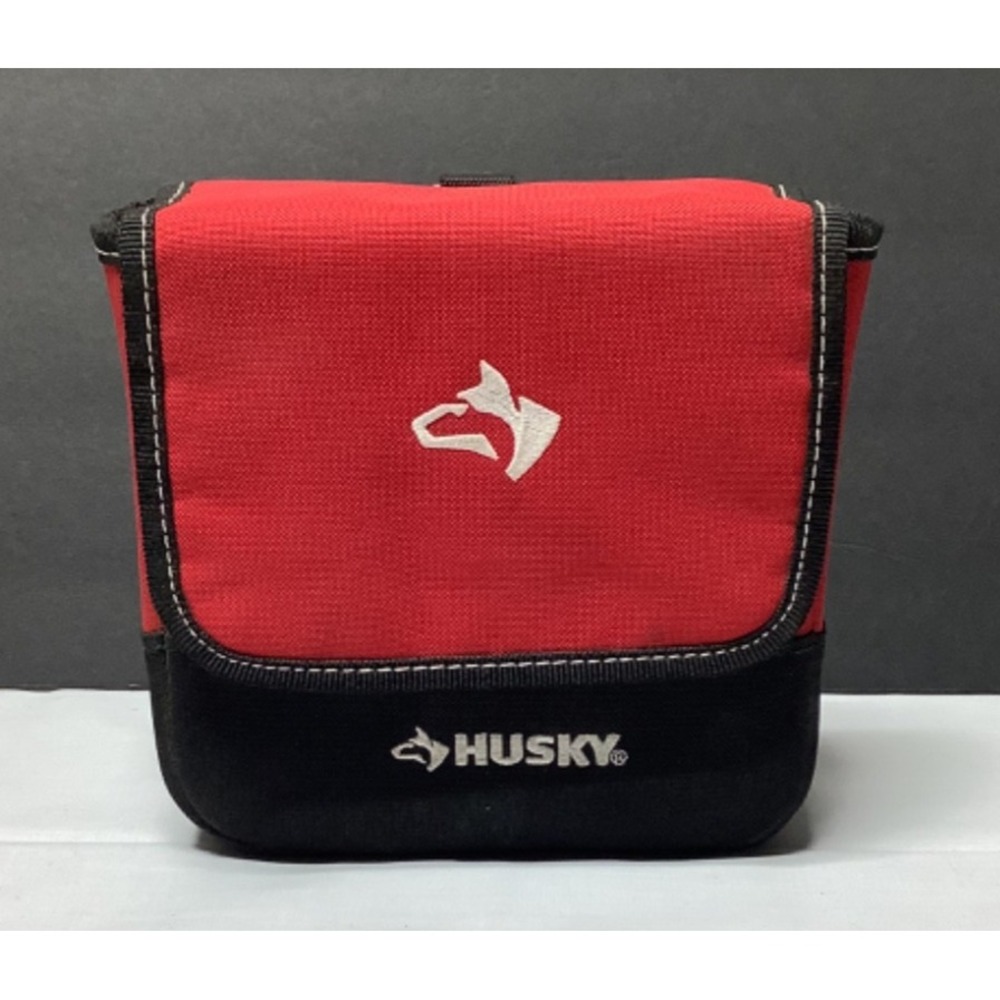Husky 7 In. Rugged Storage Pouch With Protective Flap Belt Clip & Loop EUC red